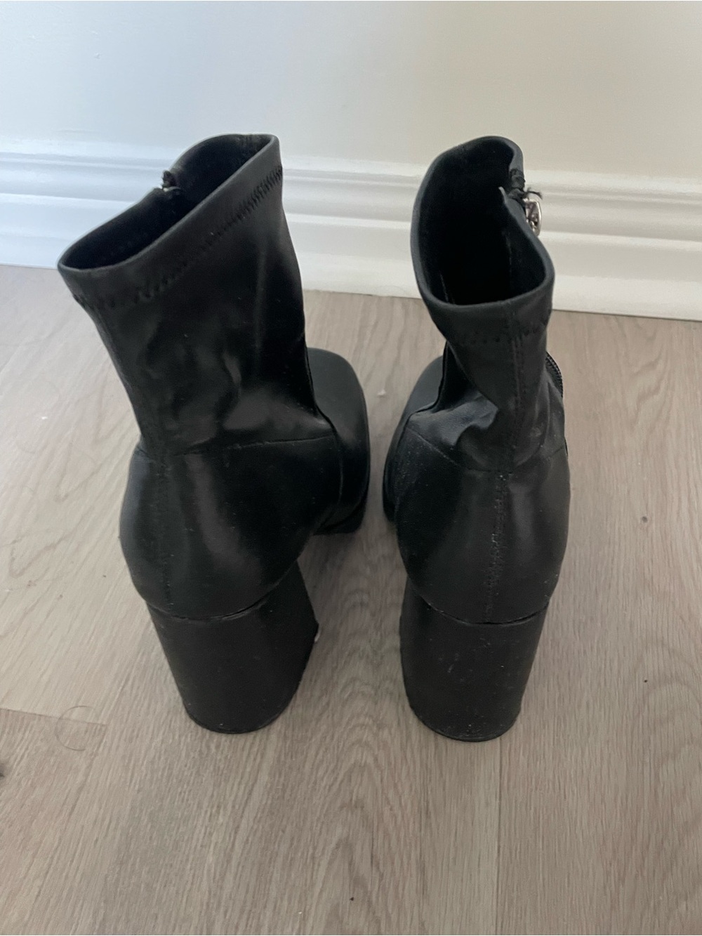 Steve Madden Fall Black Boots Chunky Platform Heels, Size 7 - Picture 5 of 5